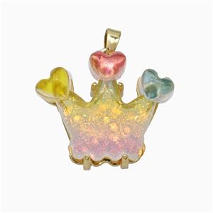 Acrylic Crown Pendant Copper Gold Plated, approx 20-23mm