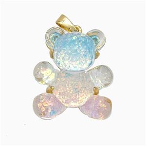 Acrylic Bear Pendant Copper Gold Plated, approx 18-22mm