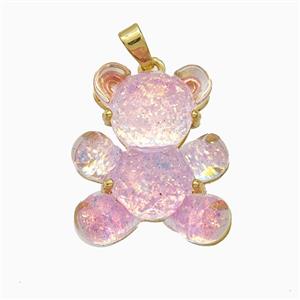 Acrylic Bear Pendant Copper Gold Plated, approx 18-22mm