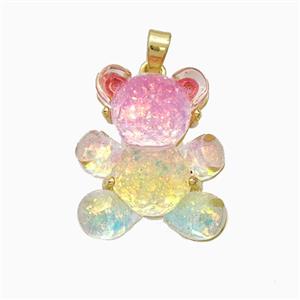 Acrylic Bear Pendant Copper Gold Plated, approx 18-22mm