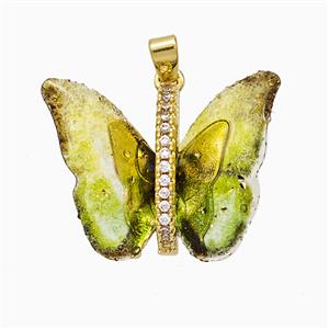 Acrylic Butterfly Pendant Copper Gold Plated, approx 17-23mm