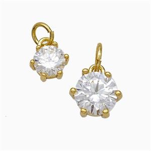 Cubic Zirconia Pendant Copper Gold Plated, approx 8mm