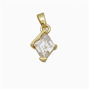 Copper Rhombus Pendant Pave Crystal Glass Gold Plated, approx 9-10mm