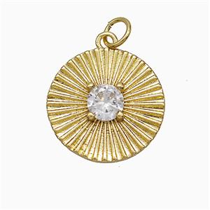 Copper Sun Pendant Pave Zirconia Gold Plated, approx 17mm