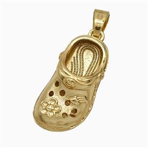 Copper Shoes Pendant Flower Gold Plated, approx 12-23mm