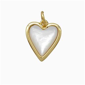 Copper Heart Pendant Pave Shell Gold Plated, approx 14-15mm