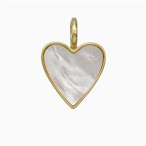 Copper Heart Pendant Pave Shell Gold Plated, approx 14mm