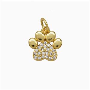 Copper Paws Pendant Pave Zirconia Gold Plated, approx 12-13.5mm