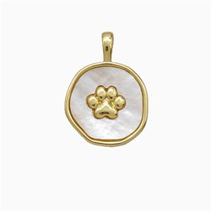 Copper Paws Pendant Pave Shell Gold Plated, approx 14mm