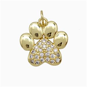 Copper Paws Pendant Pave Zirconia Gold Plated, approx 15-16.5mm