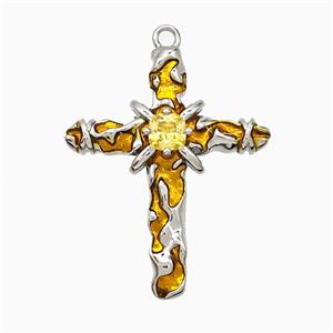 Copper Cross Pendant Pave Zirconia Platinum Plated, approx 27-35mm