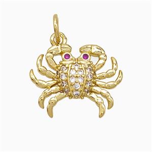 Copper Crab Pendant Pave Zirconia Gold Plated, approx 12-16mm