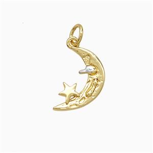 Copper Star Moon Pendant Gold Plated, approx 10-14mm