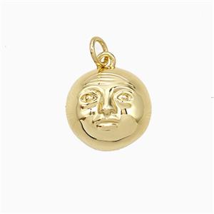 Copper Human-head Pendant Gold Plated, approx 13.5mm