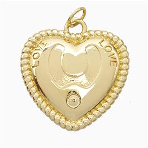 Copper Heart Pendant LOVE Gold Plated, approx 22mm