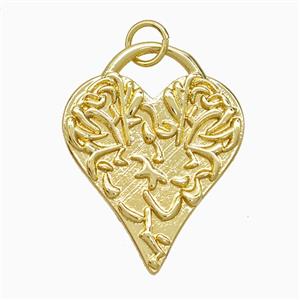Copper Heart Pendant Gold Plated, approx 19-25mm