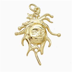 Copper Human-head Pendant Gold Plated, approx 23-30mm