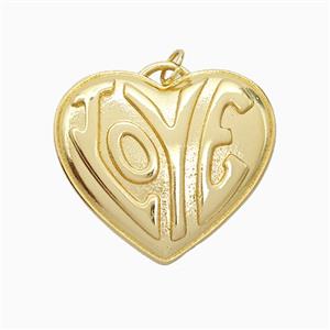 Copper LOVE Pendant Heart Gold Plated, approx 28mm