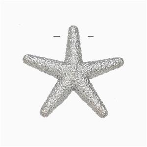 Copper Starfish Pendant Hammered Platinum Plated, approx 40mm