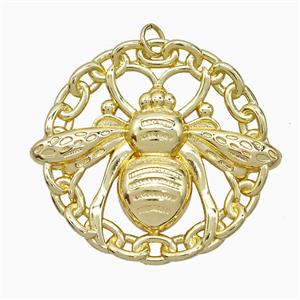Copper Honeybee Pendant Gold Plated, approx 42mm