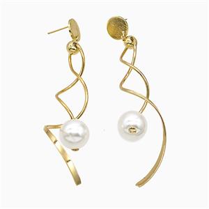 Copper Stud Earrings Pave Pearlized Resin Gold Plated, approx 10mm, 10-70mm