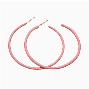 Copper Stud Earrings Pink Lacquered Gold Plated, approx 50mm dia