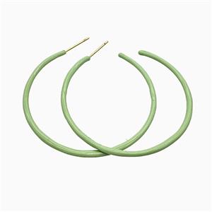 Copper Stud Earrings Green Lacquered Gold Plated, approx 50mm dia