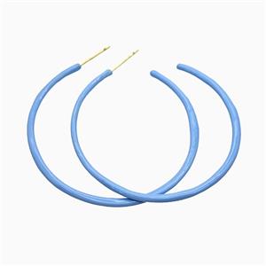 Copper Stud Earrings Blue Lacquered Gold Plated, approx 50mm dia