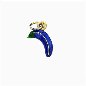 Copper Banana Pendant Blue Enamel Gold Plated, approx 6-11mm