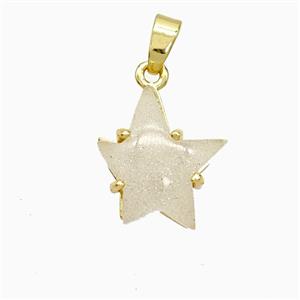 White Resin Star Pendant Copper Gold Plated, approx 13-14mm