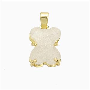 White Resin Bear Pendant Copper Gold Plated, approx 10-13mm
