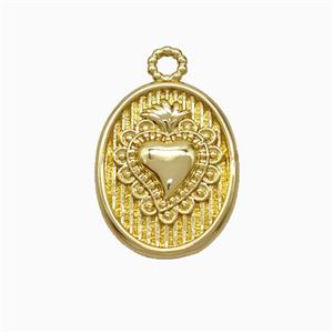 Copper Heart Pendant Oval Gold Plated, approx 13-16mm