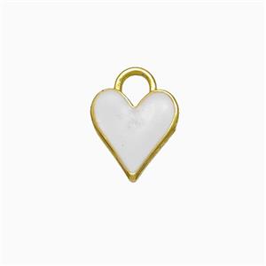 Copper Heart Pendant White Enamel Gold Plated, approx 9mm