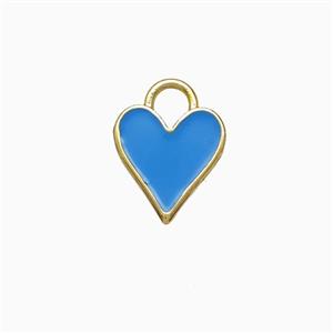 Copper Heart Pendant Skyblue Enamel Gold Plated, approx 9mm