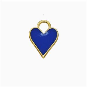Copper Heart Pendant Royalblue Enamel Gold Plated, approx 9mm