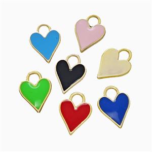 Copper Heart Pendant Enamel Gold Plated Mixed, approx 9mm