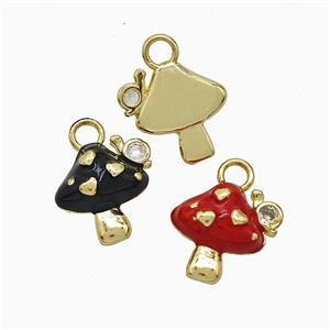 Copper Mushroom Pendant Enamel Gold Plated Mixed, approx 12-14mm