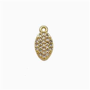Copper Oval Pendant Pave Zirconia Gold Plated, approx 6-9mm