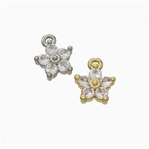 Copper Flower Pendant Pave Zirconia Mixed, approx 8mm