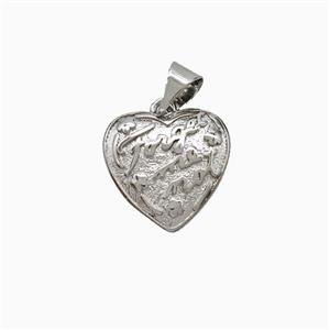 Copper Heart Pendant Forget Me Not Platinum Plated, approx 12.5mm