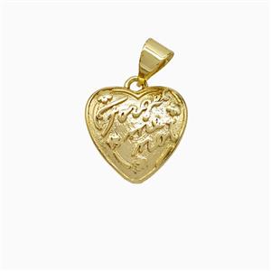 Copper Heart Pendant Forget Me Not Gold Plated, approx 12.5mm