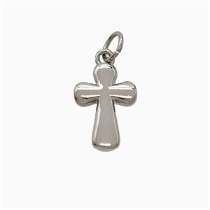 Copper Cross Pendant Platinum Plated, approx 9-13mm