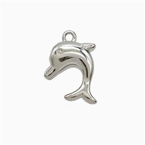 Copper Dolphin Pendant Platinum Plated, approx 12-14mm