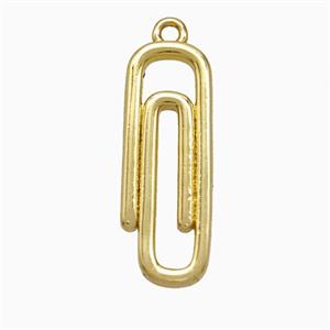 Copper Paperclip Pendant Gold Plated, approx 8-22mm