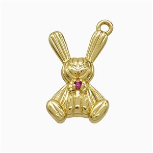 Copper Rabbit Pendant Pave Zirconia Gold Plated, approx 11-17mm