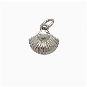 Copper Scallop Shell Pendant Platinum Plated, approx 8-10mm