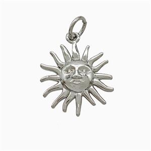 Copper Sun Pendant Platinum Plated, approx 14mm