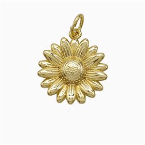 Copper Sunflower Pendant Gold Plated, approx 15mm