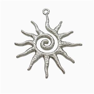 Copper Sun Pendant Spiral Hammered Platinum Plated, approx 27mm