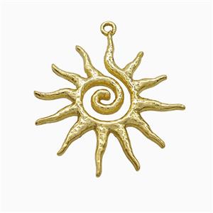 Copper Sun Pendant Spiral Hammered Gold Plated, approx 27mm